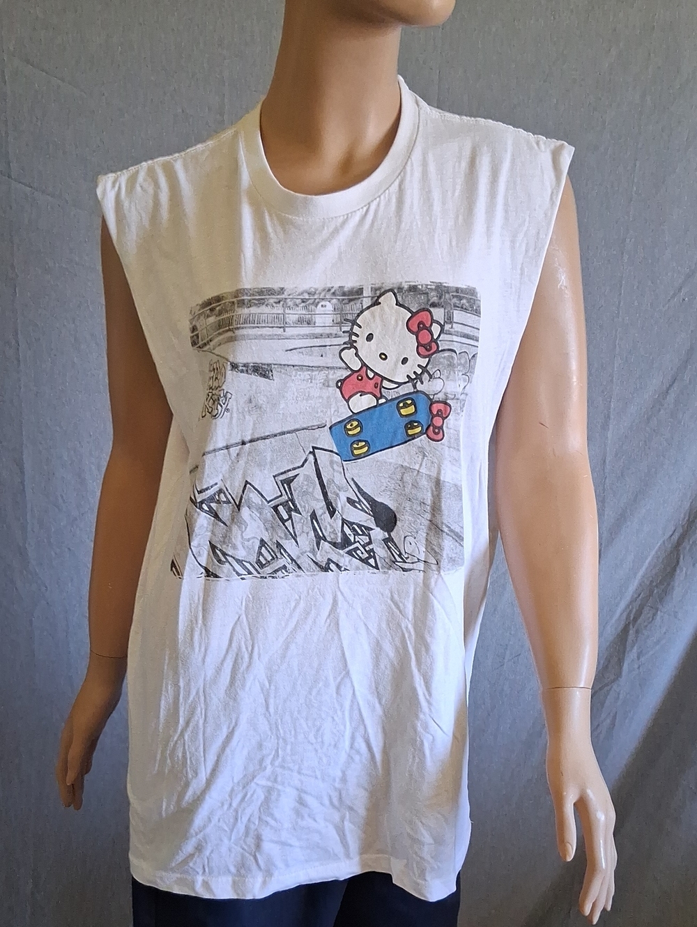 Hello Kitty White Sleeveless Skate Graphic Tank Top - Kids